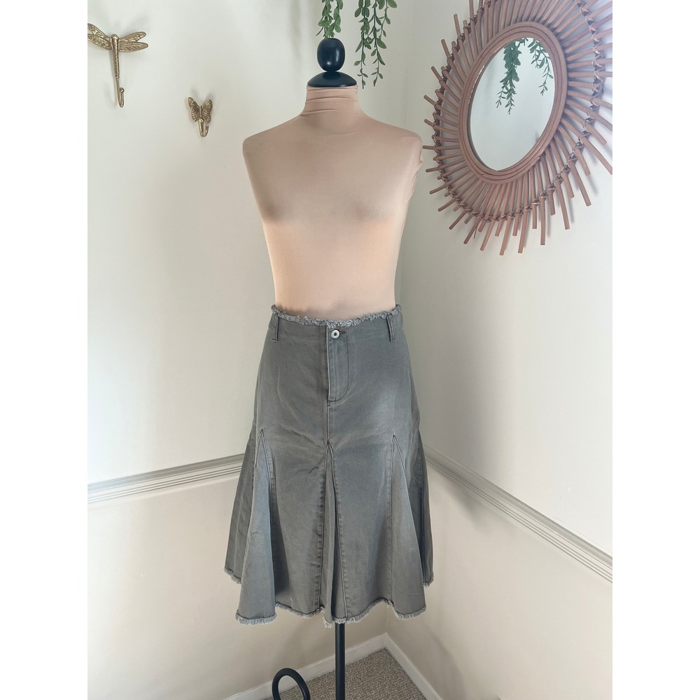 Vintage Y2K‎ Old Navy Green Denim Plus Size Midi Skirt